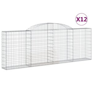 vidaXL Paniers à gabions arqués 12 Pièces 300x30x100/120 cm fer galvanisé