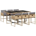 vidaXL Ensemble à manger de jardin coussins 7 Pièces mélange beige rotin