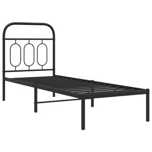 vidaXL Cadre de lit métal avec tête de lit noir 75x190 cm