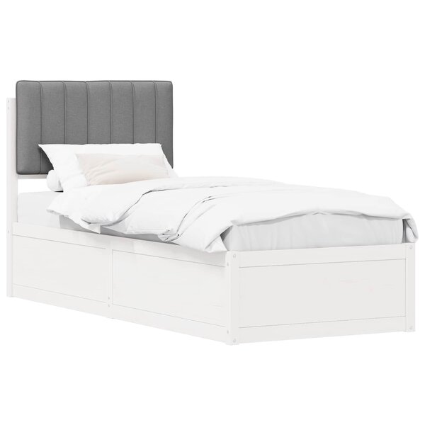 vidaXL Cadre de lit avec tête de lit rembourrée Gris clair 75 x 190 cm