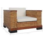 vidaXL Fauteuil avec coussins Marron Rotin naturel