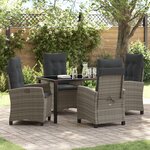 vidaXL Ensemble de jardin 5 pièces avec coussins gris poly rattan