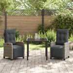 vidaXL Set de jardin en 3 pièces en gris rotin poly