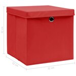 vidaXL Boîtes de rangement et couvercles 4 Pièces Rouge 32x32x32 cm Tissu