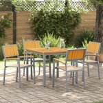 Chaises d'extérieur vidaXL 4 Pièces Empilables Grises en Bois d'Acacia Solide et Métal