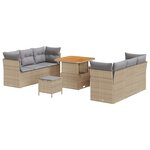 vidaXL Canapés de jardin 9 pièces avec coussins en poly rotin beige et acacia