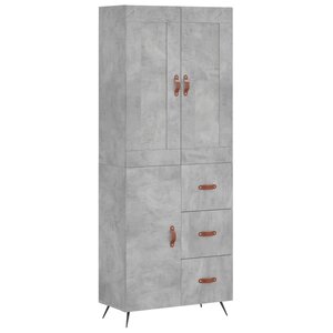 vidaXL Buffet haut Gris béton 69 5x34x180 cm Bois d'ingénierie