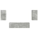 vidaXL Ensemble meuble TV 4 Pièces Gris béton Bois d'ingénierie