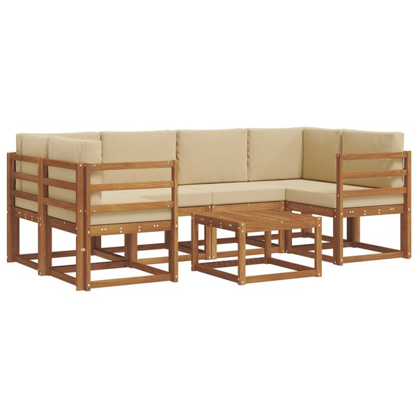 vidaXL Ensemble de canapés d'extérieur 7 Pièces Naturel et Beige