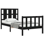 vidaXL Cadre de lit sans matelas noir bois de pin massif