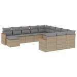 vidaXL Salon de jardin et coussins 12 Pièces mélange beige résine tressée