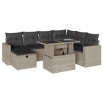 vidaXL Salon de jardin 8 Pièces avec coussins gris clair résine tressée