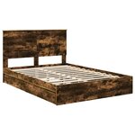 vidaXL Lit de Rangement Chêne fumé 160 x 200 cm Bois d'ingénierie