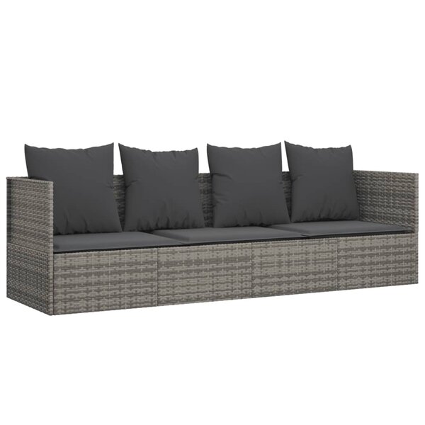 vidaXL Lit de salon d'extérieur avec coussins Gris Résine tressée