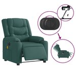 vidaXL Fauteuil de massage inclinable électrique Vert foncé Tissu