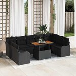 vidaXL Ensemble de canapé de jardin 10 Pièces Noir 100 x 55 x 73 cm