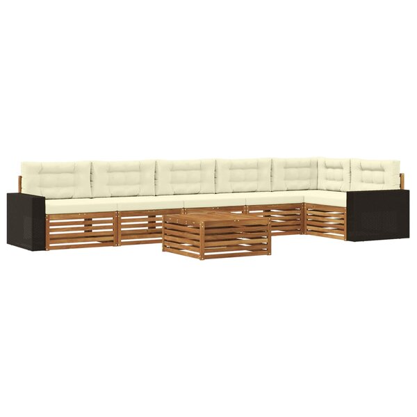 vidaXL Ensemble de canapés d'extérieur 7 pc Naturel et Crème Polyester