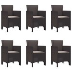 vidaXL Ensemble de salle à manger pour jardin 7 Pièces Marron Rattan Polt