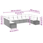 vidaXL Canapé de jardin de 10 pièces avec coussins Beige Poly Rotin