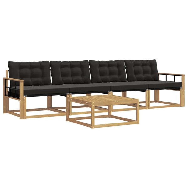vidaXL Ensemble de canapés d'extérieur 5 pc Blanc et noir