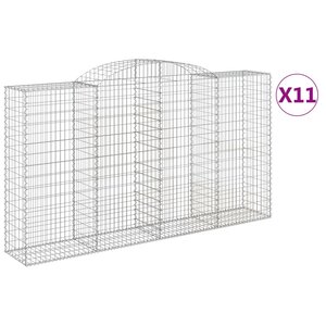 vidaXL Paniers à gabions arqués 11 Pièces 300x50x160/180 cm Fer galvanisé