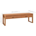 vidaXL Meuble TV 140x40x45 cm Bois de teck