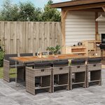 vidaXL Ensemble à manger de jardin 9 Pièces coussins gris résine tressée