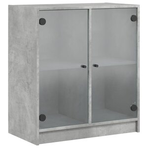 vidaXL Armoire latérale avec portes en verre gris béton 68x37x75 5 cm