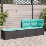 vidaXL Salon de jardin avec coussins 2 Pièces noir résine tressée acacia