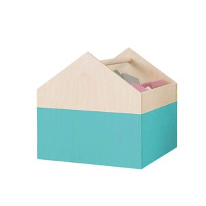 Boîte de rangement bicolore HOUSE turquoise