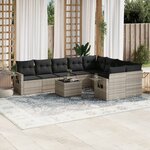 vidaXL Salon de jardin avec coussins 10 Pièces gris clair résine tressée
