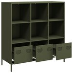 vidaXL Buffet haut vert olive 101 5x39x103 5 cm acier