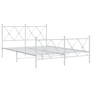 vidaXL Cadre de lit métal avec tête de lit/pied de lit blanc 140x200cm