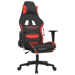 vidaXL Chaise de jeu avec repose-pied Noir et rouge Tissu