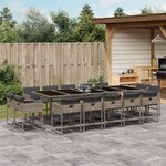vidaXL Ensemble à manger de jardin 15 Pièces coussins gris résine tressée