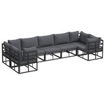 vidaXL Ensemble de canapé de jardin 7 Pièces Noir Aluminium