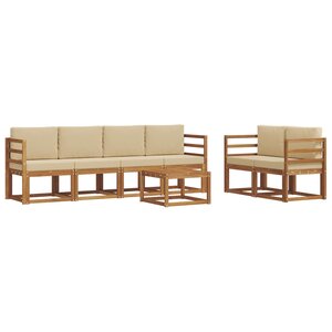 vidaXL Ensemble de canapés d'extérieur 7 pc Naturel et Beige