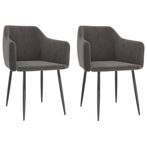 vidaXL Chaises à manger lot de 2 Gris foncé Velours