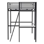 Lit mezzanine avec bureau en métal époxy - Noir - Sommier inclus - 140 x 190 cm - OXFORD