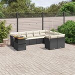 vidaXL Salon de jardin 10 Pièces avec coussins noir résine tressée