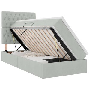 vidaXL Lit de rangement LED avec matelas Gris clair 90 x 200 cm