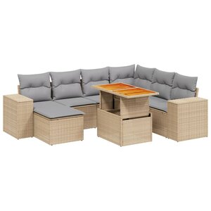 vidaXL Salon de jardin avec coussins 8 Pièces beige résine tressée