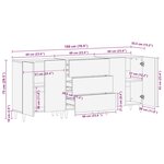 vidaXL Buffets 3 Pièces gris clair 60x33 5x75 cm bois de manguier massif