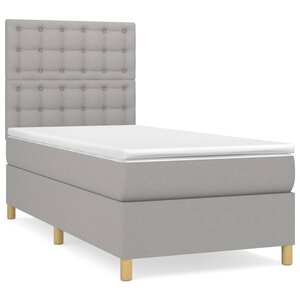 vidaXL Sommier à lattes de lit avec matelas Gris clair 100x200cm Tissu