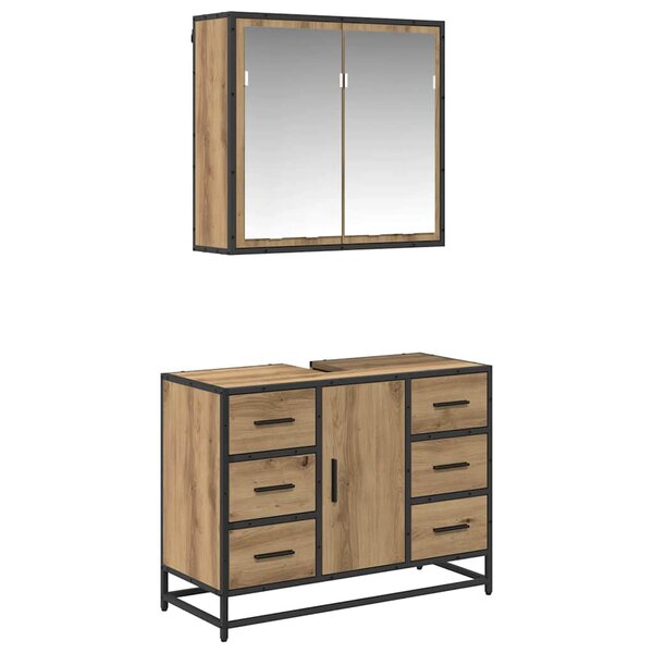 vidaXL Ensemble de mobilier de salle de bain 2 Pièces chêne artisanal
