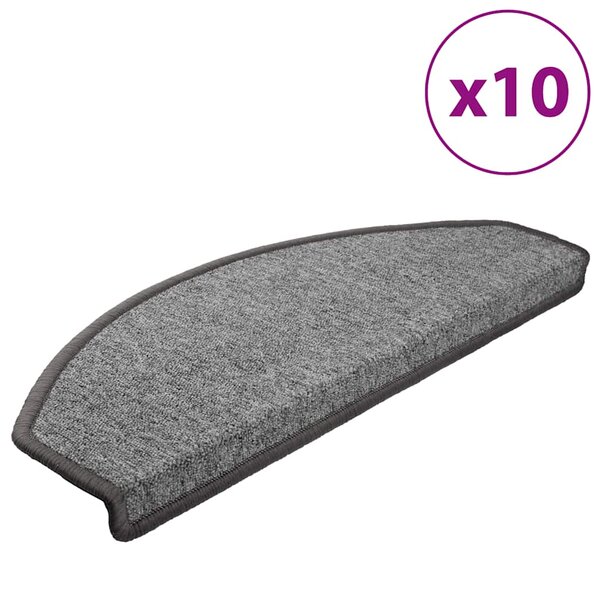 vidaXL Tapis d'escalier 10 pièces 65 x 24 x 4 cm Gris foncé Demi-rond Grand