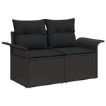vidaXL Ensemble de canapé de jardin 8 pièces avec coussins Noir Poly Rattan Acacia