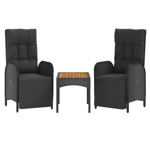 vidaXL Chaises inclinables de jardin lot de 2 et table résine tressée