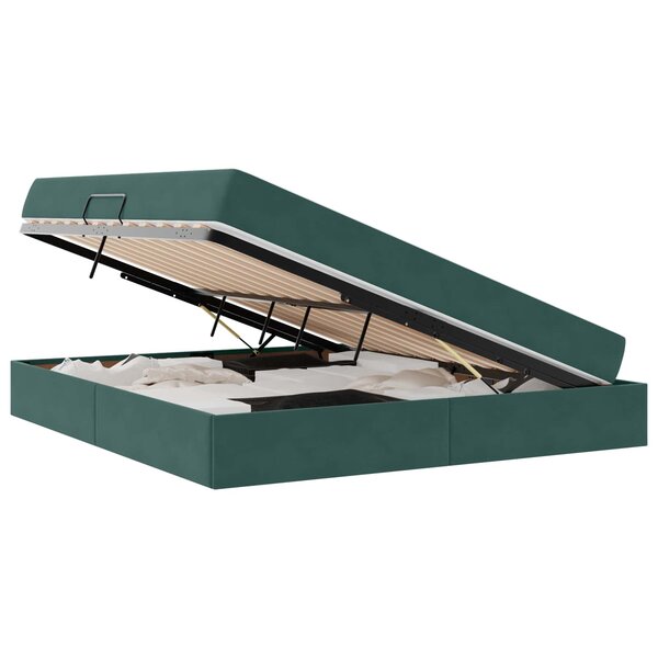 vidaXL Lit avec rangement et matelas Vert foncé 160 x 200 cm Velours