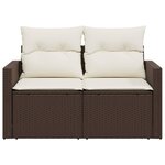 vidaXL Canapé de jardin avec coussins 2 places marron résine tressée